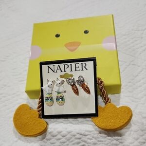 Napier Silver Tone Round Stud Earring Set